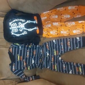 Carter's Black And Orange Halloween Infant Pjs Set Of 2
